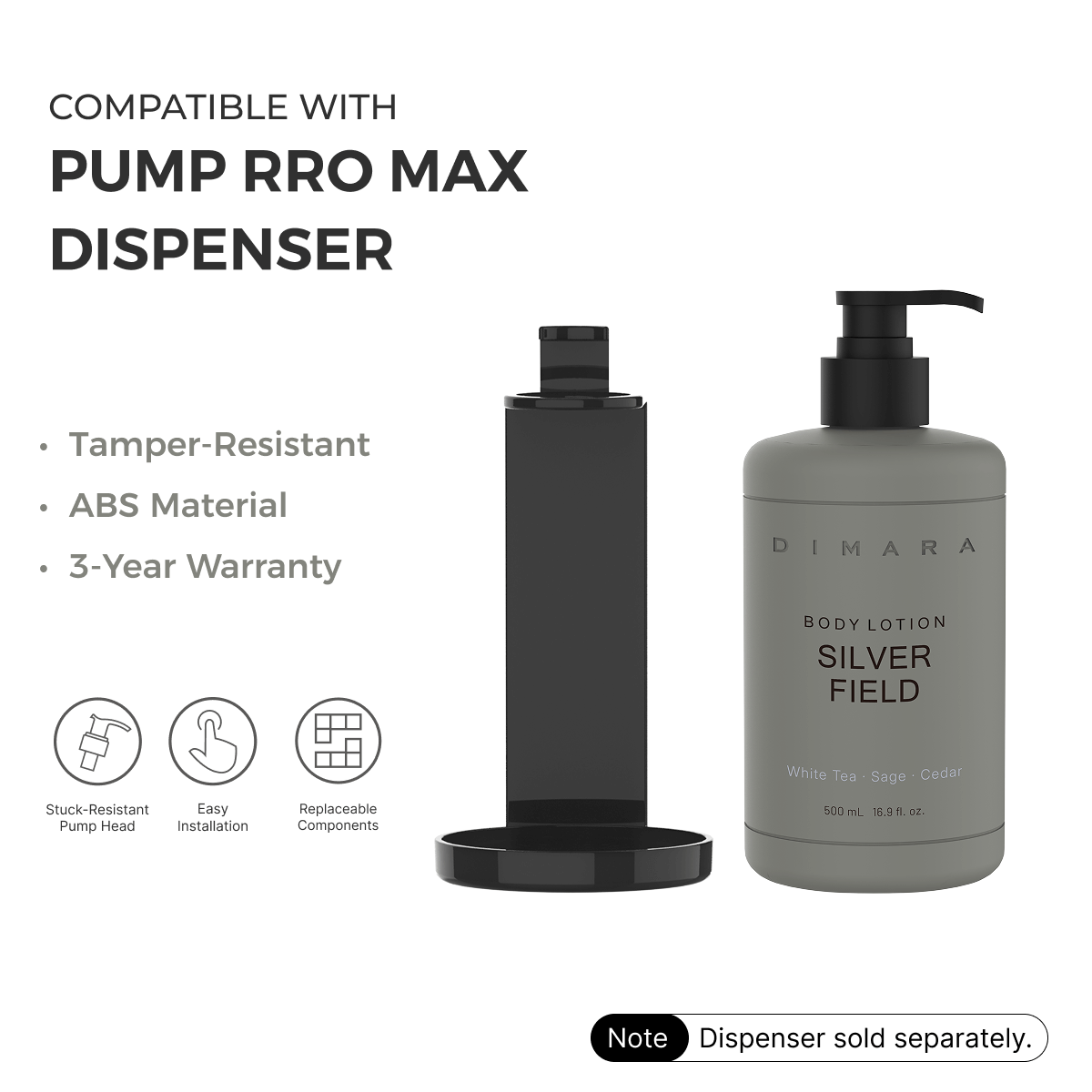 DIMARA Silver Field Pump Pro Max Dispenser Body Lotion 500ml - Carton of 20