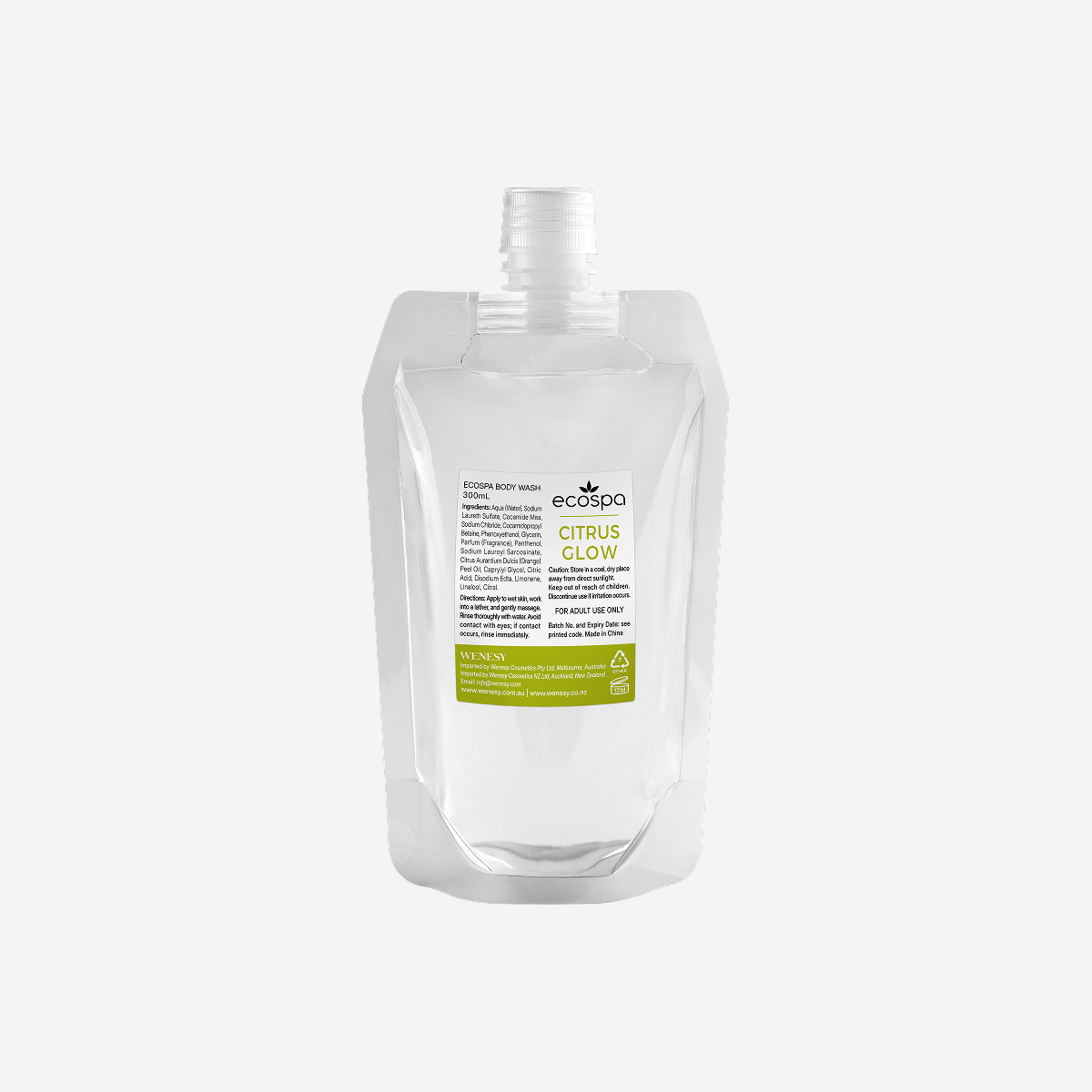 ECOSPA Citrus Glow Pump Eco Dispenser Body Wash 300ml - Carton of 30