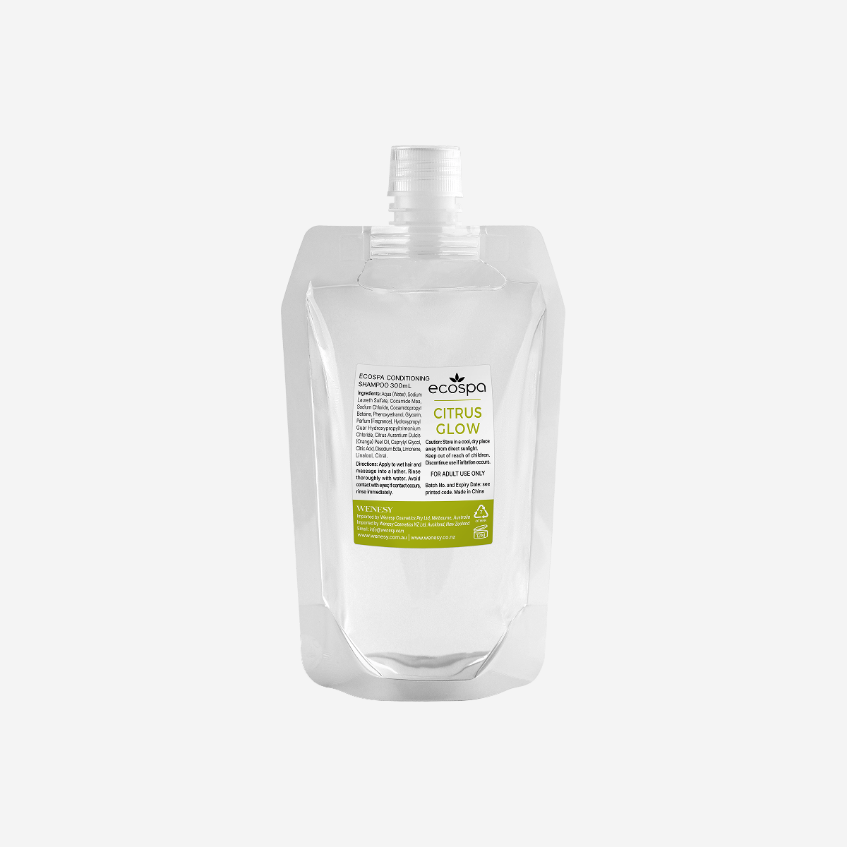 ECOSPA Citrus Glow Pump Eco Dispenser Conditioning Shampoo 300ml - Carton of 30