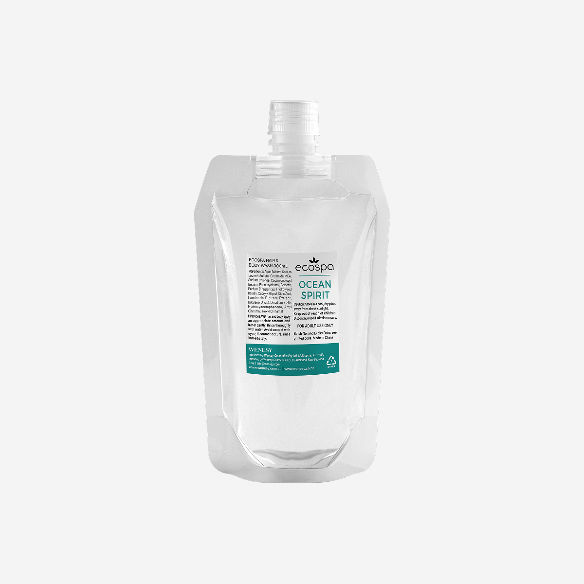 ECOSPA Ocean Spirit Pump Eco Dispenser Hair & Body Wash 300ml - Carton of 30