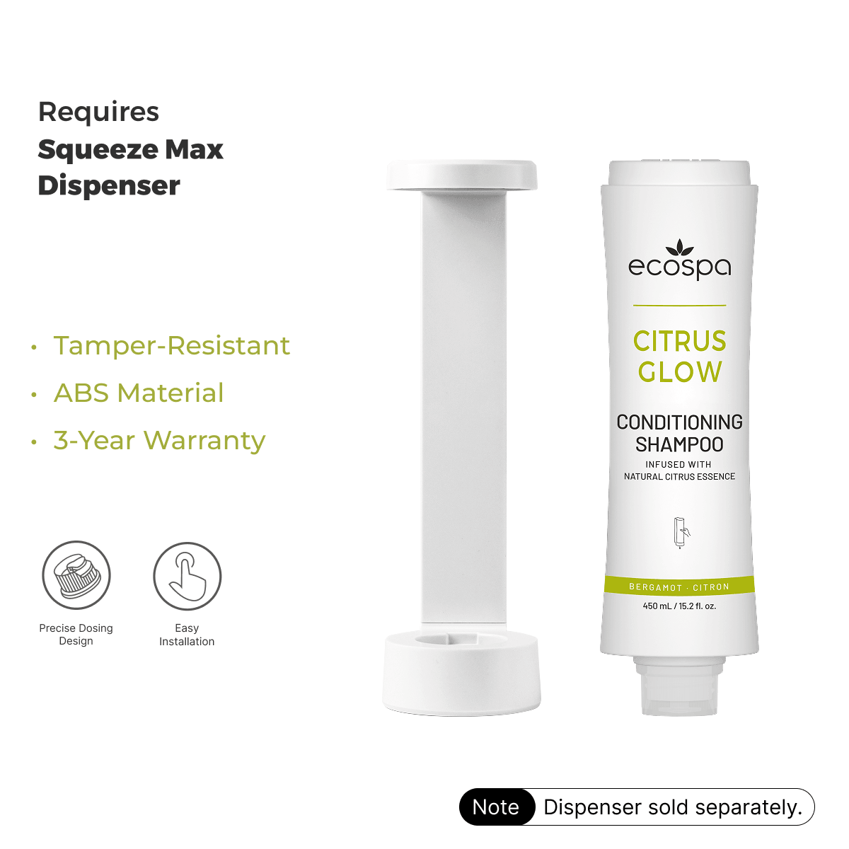 ECOSPA Citrus Glow Hotel Conditioning Shampoo 450ml - Carton of 20