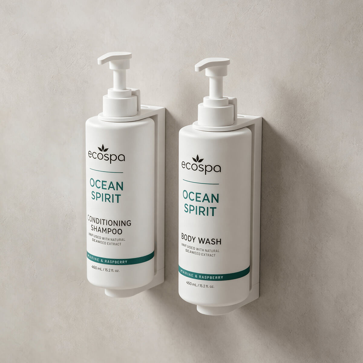 ECOSPA Ocean Spirit 450ml Pump Max Dispenser Bracket Wall Mounted in Hotel Bathroom