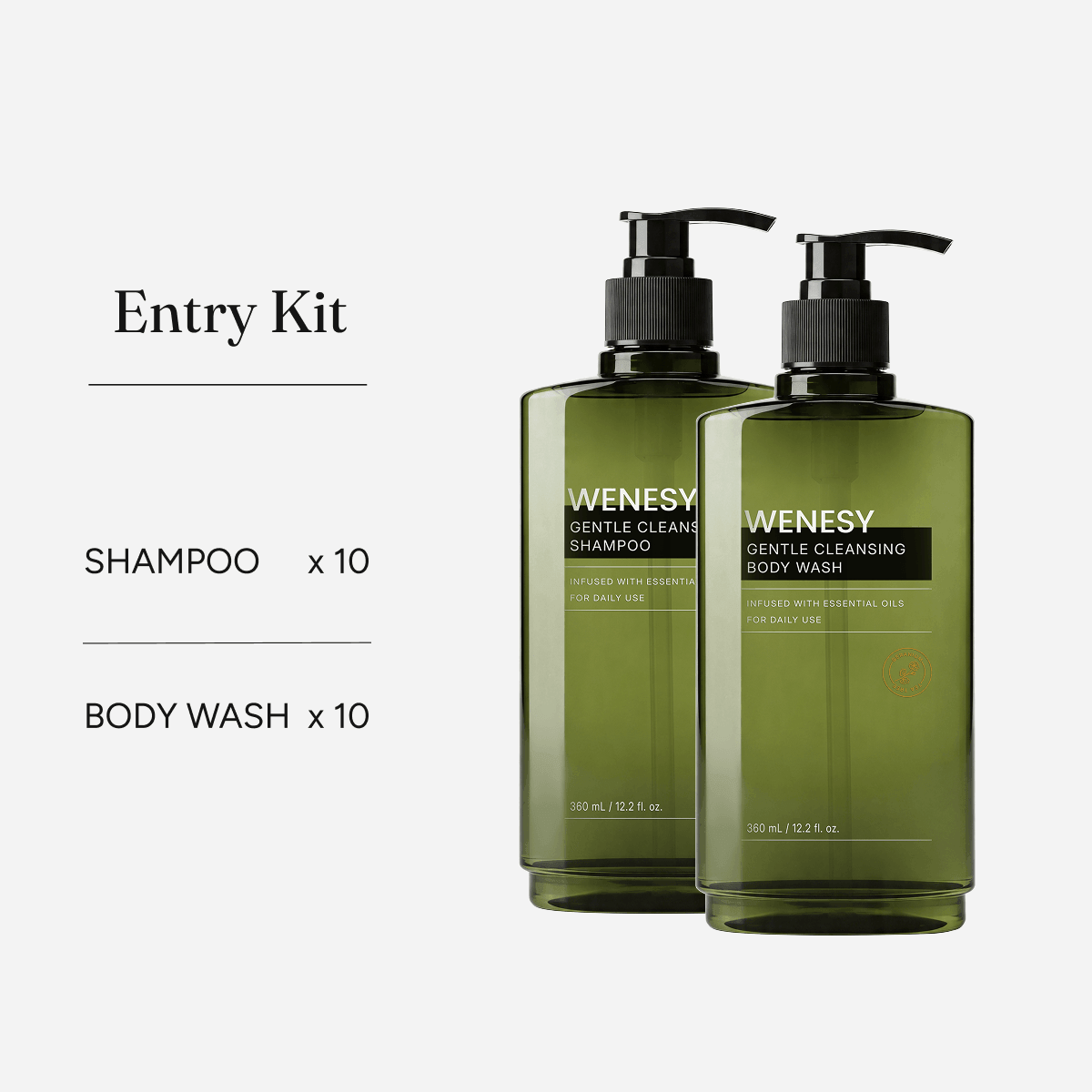 WENESY Geranium Hotel Shampoo x10, Hotel Body Wash x10, 360ml | Hotel Supply Australia & NZ