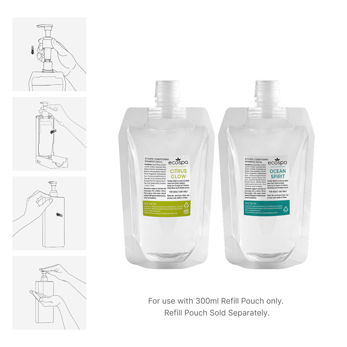 Pump Eco Gen 2 Hotel Dispenser for 300mL Pouch Refills – Carton of 20