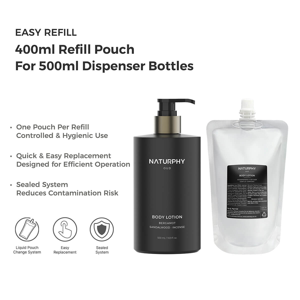 NATURPHY Oud Hotel Body Lotion Refill 400ml - Carton of 30