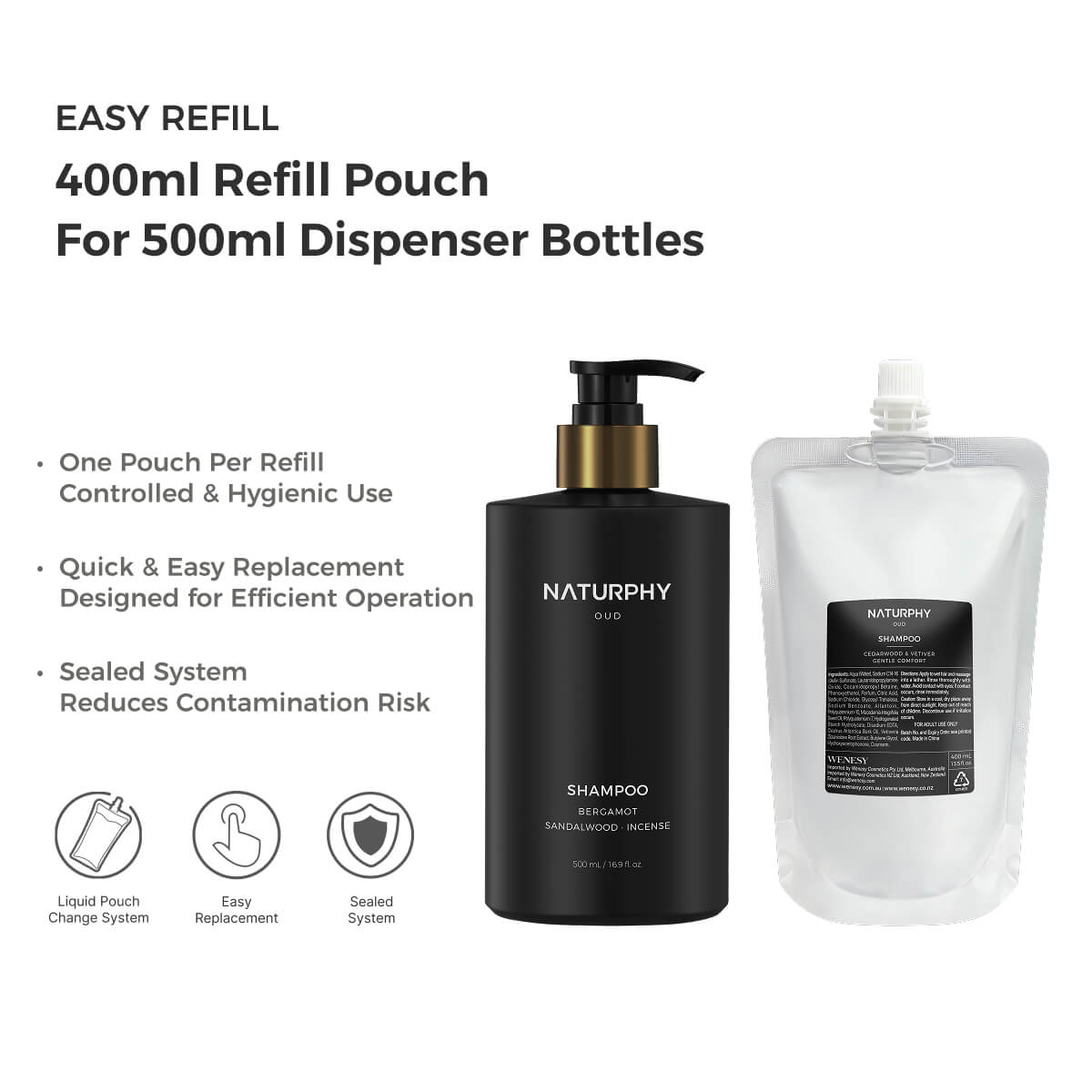 NATURPHY Oud Hotel Shampoo Refill 400ml - Carton of 20