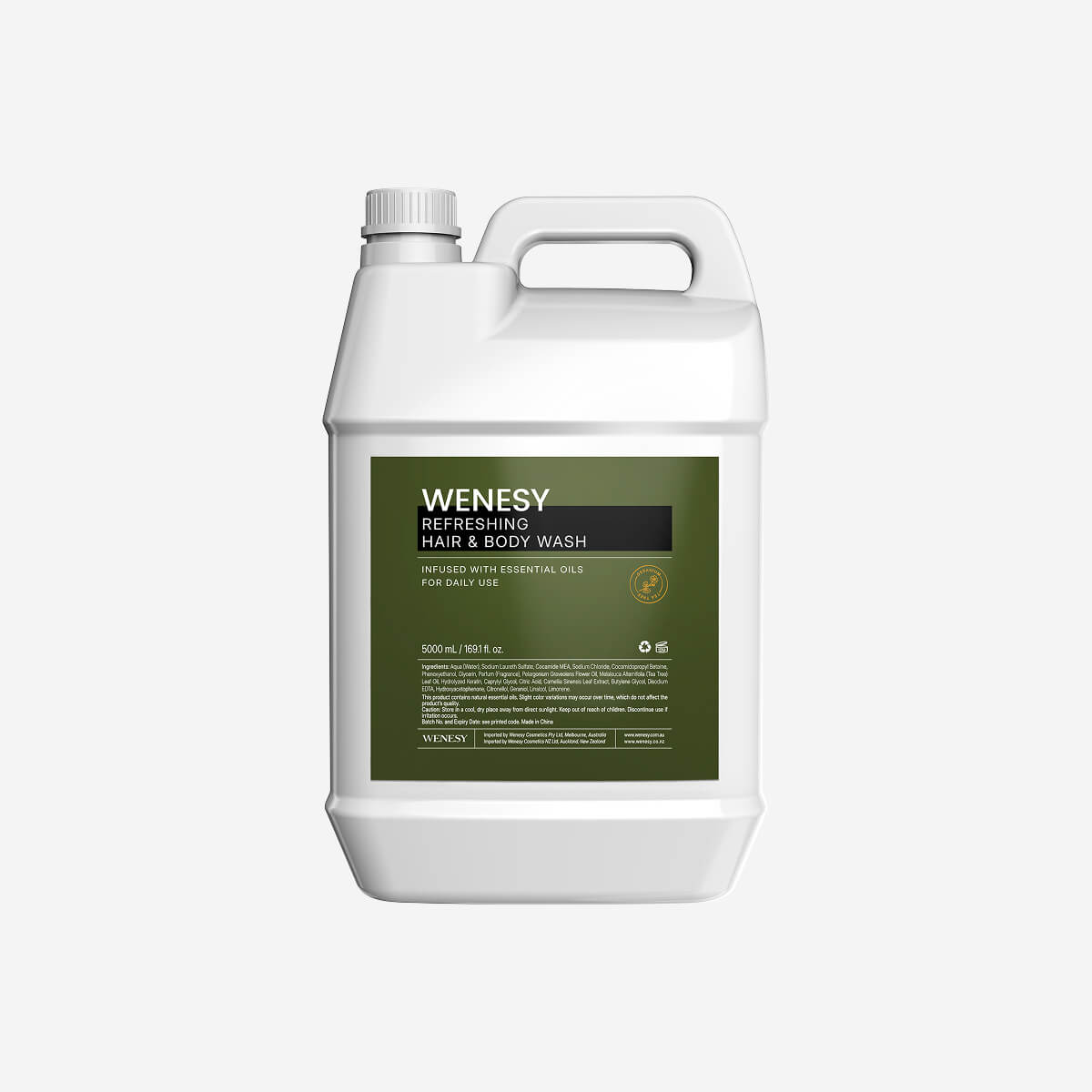 WENESY Geranium Bulk Liuqids Hair & Body Wash 5L - Carton of 2